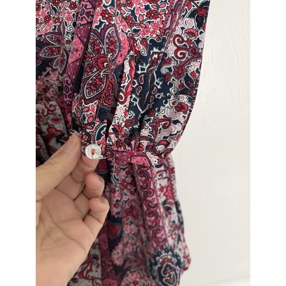Honey Punch Pink Boho Paisley Long Sleeve Romper - Size S Festival - Picture 4 of 10